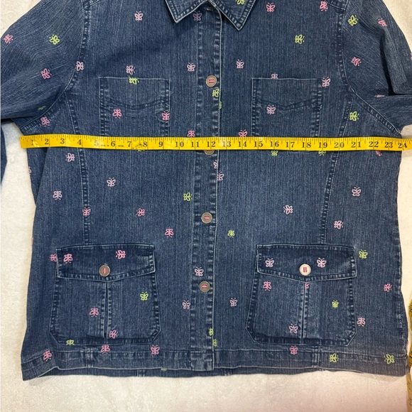 Alfred Dunner Blue Jean Jacket with Floral Embroidery - Picture 6 of 8